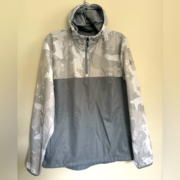 UNDER ARMOUR 1/4 Zip Hooded Windbreaker - Men's Size Medium - Gray Camo - Picture 1 of 13